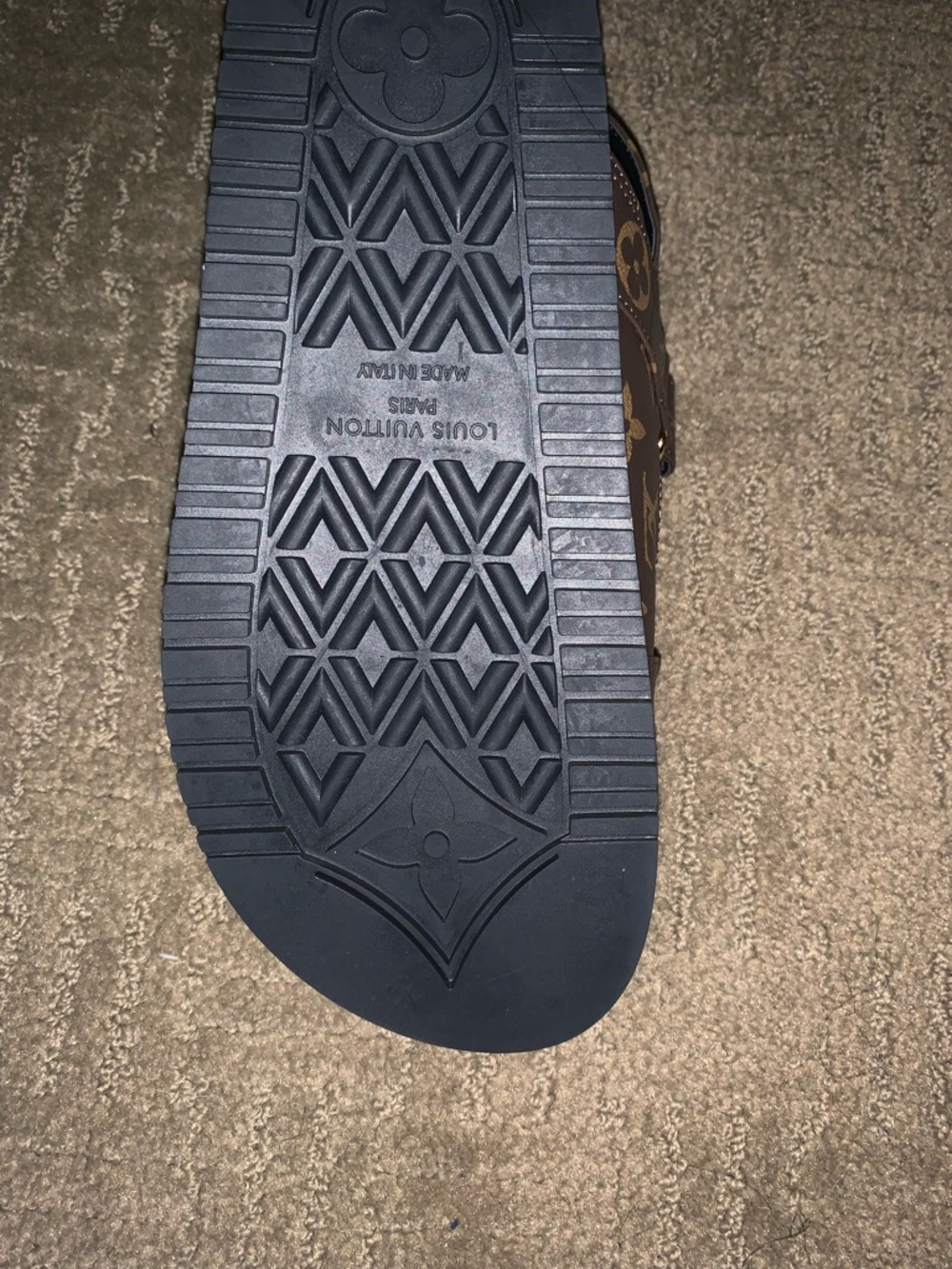 Brown Monogram Strap Sandals with Gold Hardware - Picture 10 of 10